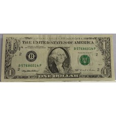 UNITED STATES OF AMERICA 1995 . ONE 1 DOLLAR BANKNOTE . ERROR . MISSING INK